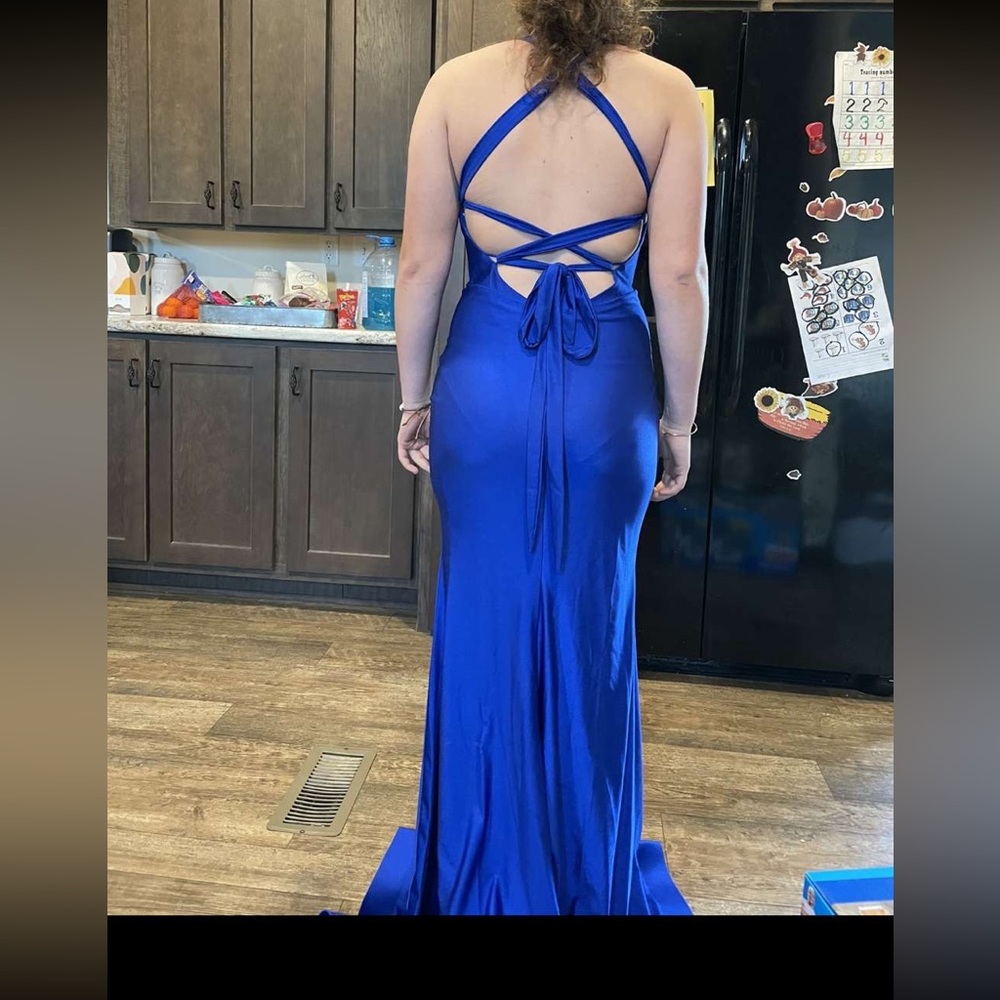 prom dress size 4, open back, worn once, in new condition.